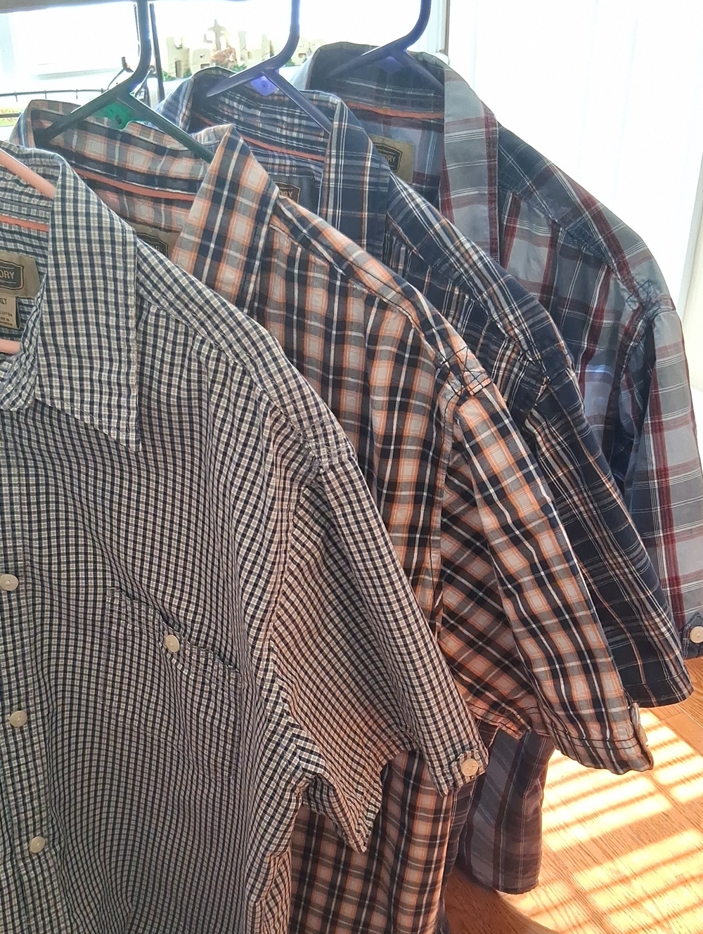 4 Men's Plaid Button-Down Shirts 100% Cotton Mens Tall Long Shirt Bundle Set